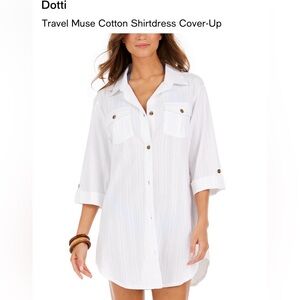 Dotti Travel Muse White Cotton Shirtdress Cover Up - Small - Button Front